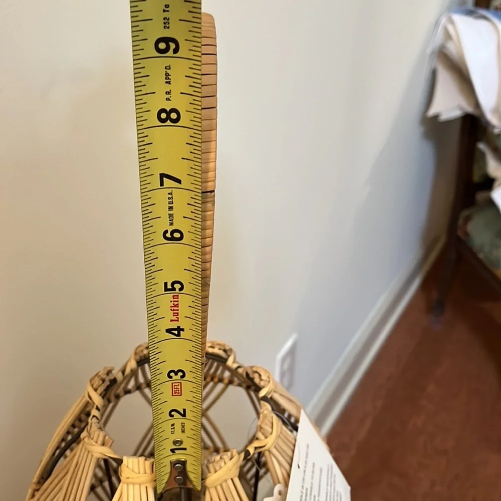 Woven Rattan Lantern with Glass Chimney / NWT